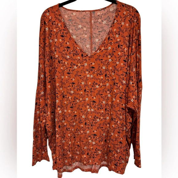Tops - Dia & Co Orange Floral Top